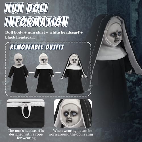 Muñeca Creepy Catholic Nun para Halloween 22.5 cm miniatura 3