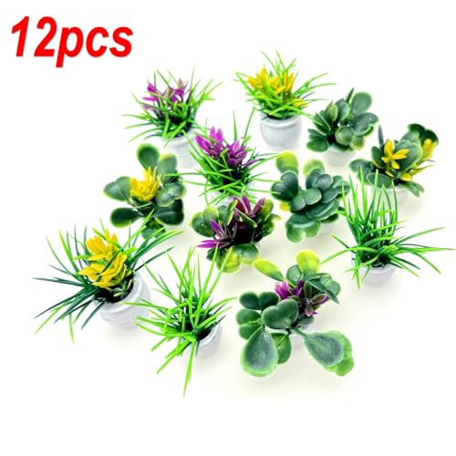 JZK 12x Miniature bonsai models, dollhouse plant set - Image 3