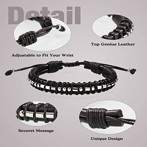Inspirational Gifts for Men Morse Code Bracelets Mens Bracelets Graduation Gifts for Him Fathers Day Adjustable Leather Bracelet Motivational Birthday Annivesary Jewelry Stocking Stuffers for Men