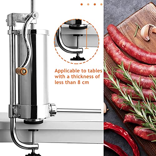 Hanchen Manueller Wurstfüller 3L Fleischfüller Füllstoff Edelstahl Wurstfüllmaschine mit 4 Größen Düsen Haushalt Gewerbe – Bild 3