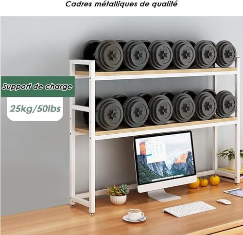 Bibliothèque de bureau à 2 niveaux pour libérer l'espace encombré autour de l'écran - 4