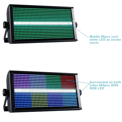 Image of MFL. 4 In 1 Stage Strobe Light with 960 Leds Rgbw, Professional, 250W High Power, Blinder Wash Effect, Black Lights, All In One, Dj /Disco Lights, Sound Activated Modes, Control