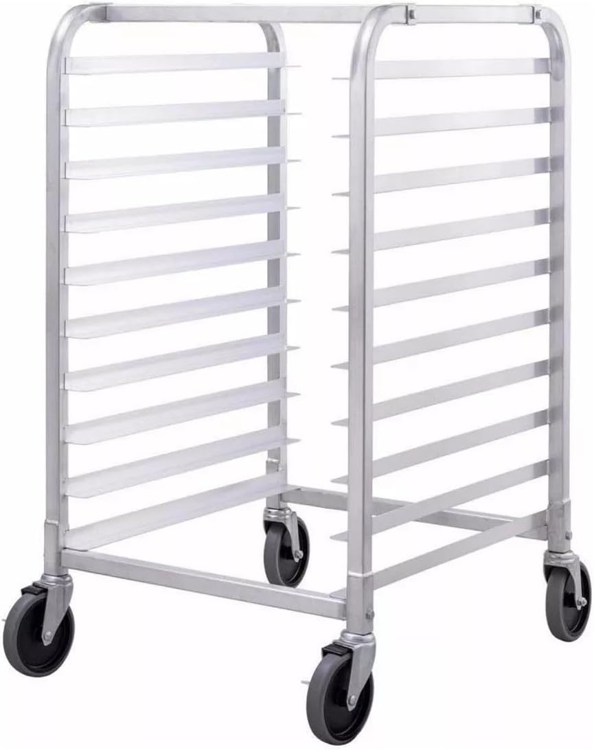 Concasse Commercial Sheet Pan Rack with Brakes – Fits Full-Size Pans – Aluminum Bakery Rack on Wheels for Kitchen, Restaurant, or Bakery Use (10-PANS)