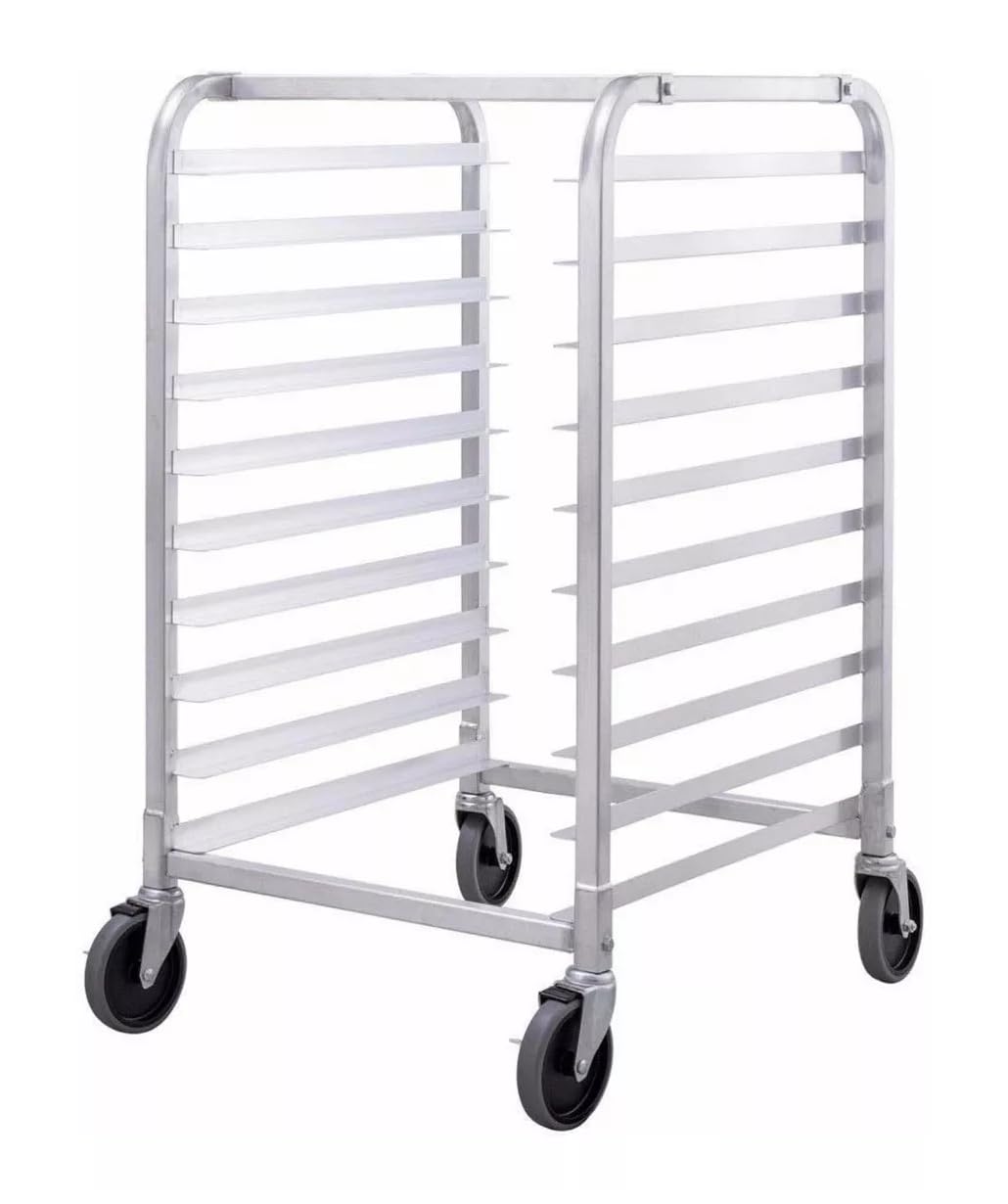CONCASSÉ Concasse Commercial Sheet Pan Rack with Brakes – Fits Full-Size Pans – Aluminum Bakery Rack on Wheels for Kitchen, Restaurant, or Bakery Use (10-PANS)