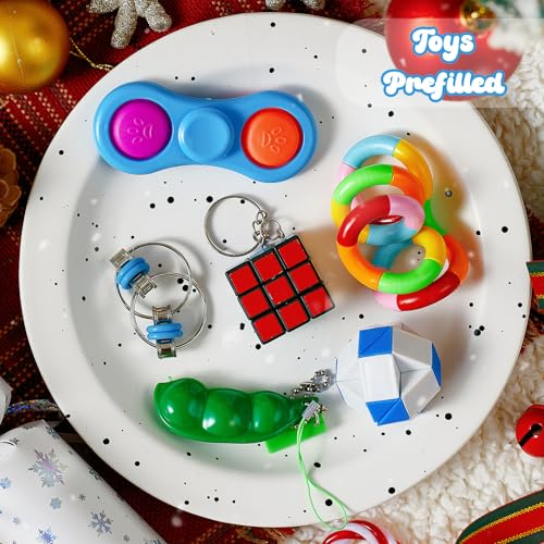 Fox·Bunny 6Pcs Christmas Crackers, Crackers with Party Hats Jokes and Gifts Fidget Toys Wind Up Toys (Silver & White) - Image 5