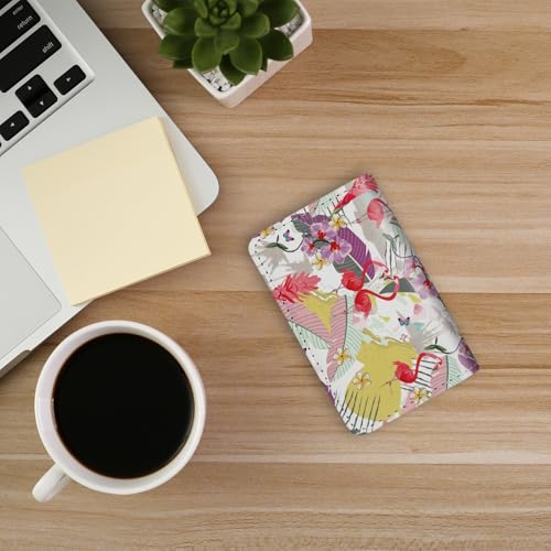 Image of Business Card Holder,PU Leather Business Card Case Color Printing Pattern Card Holder Wallet,Pockets Magnetic Credit Card Holders for Men and Women - Rose Flowers