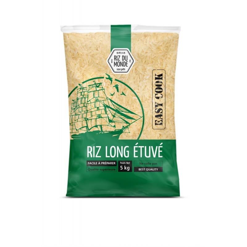RIZ DU MONDE: Riz Indica Long Étuve 5 kg - Saveurs Asiatiques Exotiques - Cultivé pour les Plats Authentiques aux Parfums de l'Orient. - Le Lot De 3