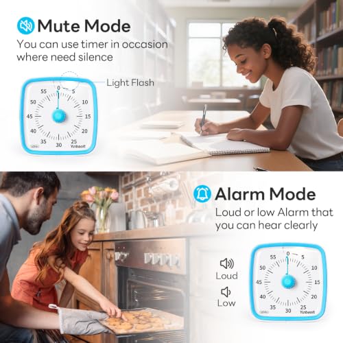 Yunbaoit Visual Timer with Night Light, 60 Minute Countdown, Light Blue - Image 4
