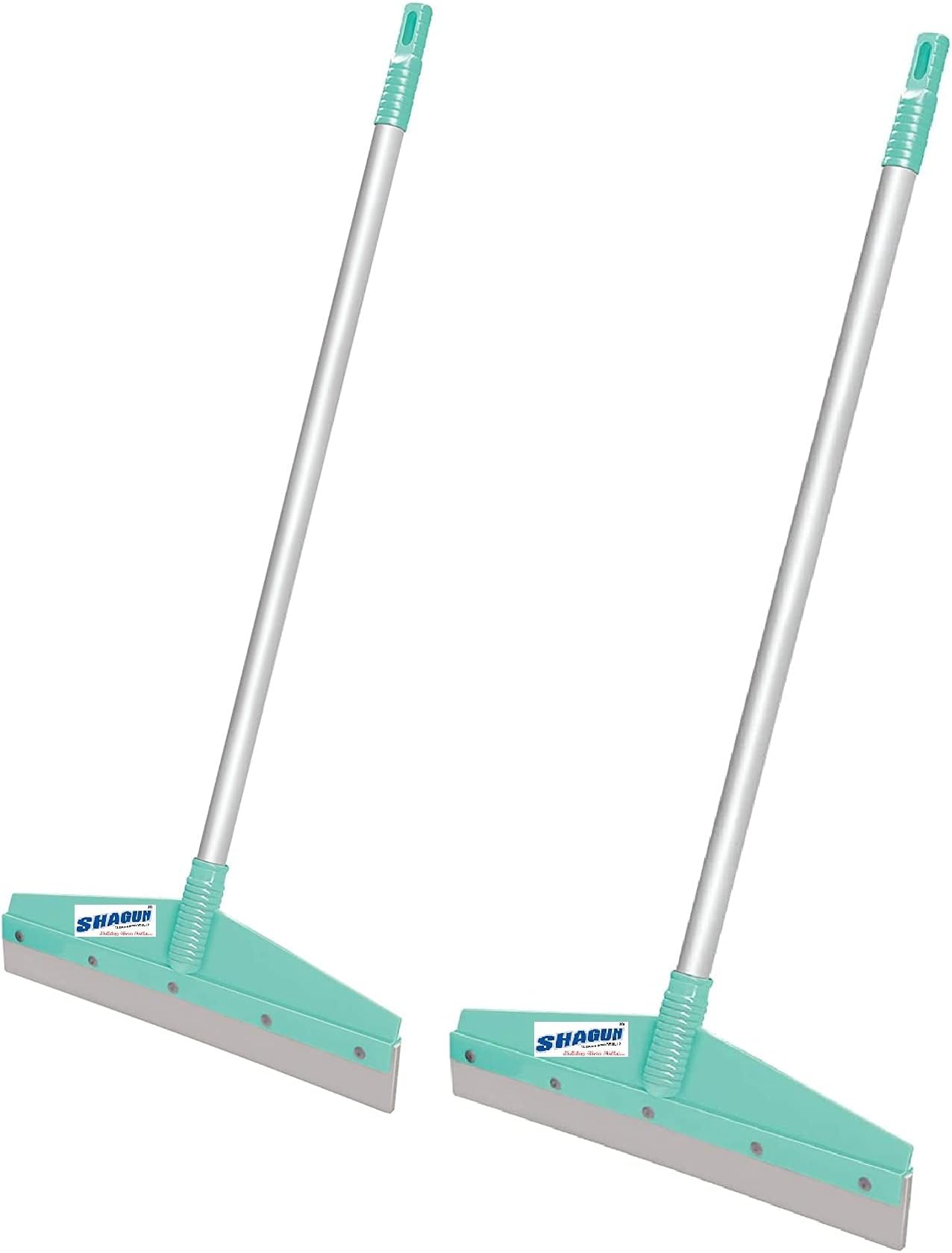 Shagun Bathroom Floor Wiper/Multipurpose Use (Small, Rod: 24 Inch, Flap: 12 Inch)- Set of 2 (Aqua Green)