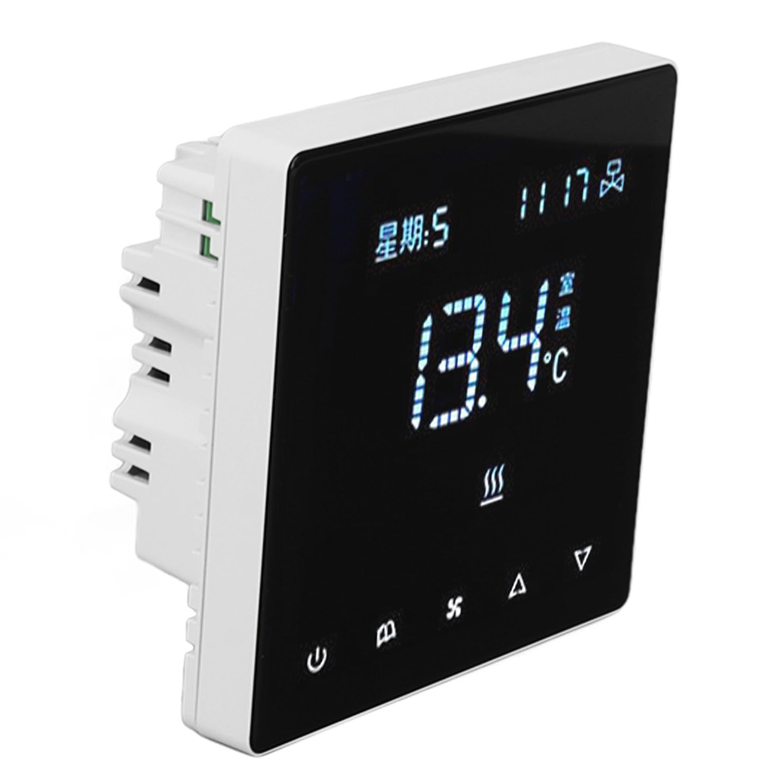 Fdit Termostato WiFi Inteligente, Programable 5-1 para Aire Acondicionado y Suelo Radiante, con Control Remoto por App, 5-45C, 1.5W, AC 220V, No Requiere Cable C