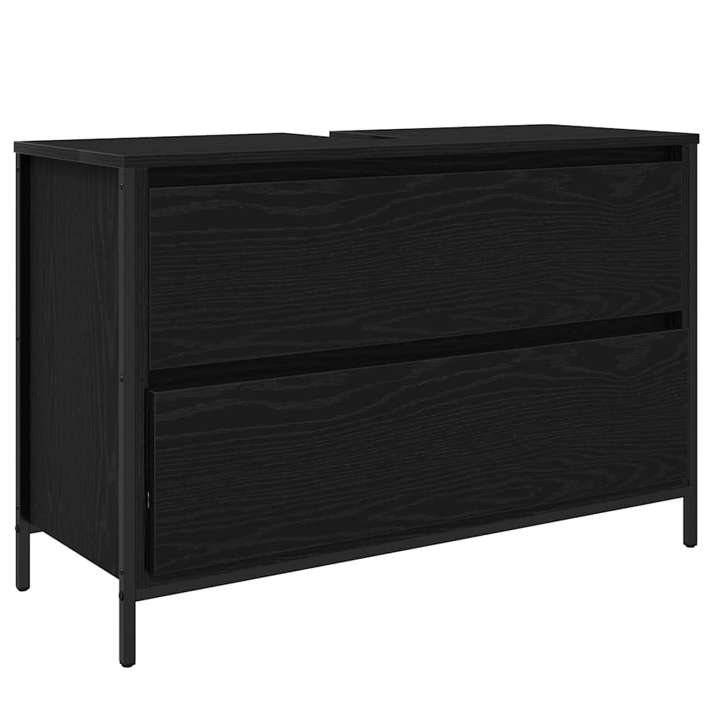 vidaXL Meuble de salle de bain en chêne noir 90 x 34,5 x 60 cm – Meuble en bois d'ingénierie avec compartiments et tiroir – Solution de rangement moderne avec plateau robuste pour salle de bain