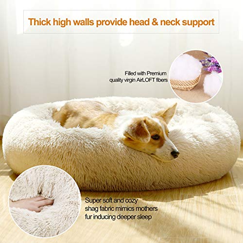 Jema Dog Beds For Medium Dogs Donut Calming Dog Bed Washable, Comfortable Round Cute Durable Pet Beds With Removable Pillow #TOP2