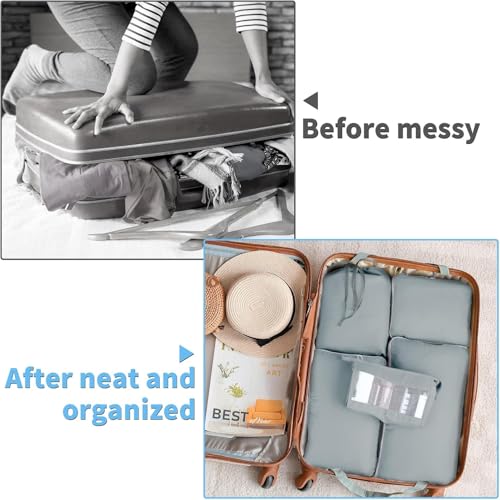 Compression Packing Cubes - 6 PCS Packing Cubes for Suitcases, Extensible Suitcase Organiser Bags Travel Luggage Organiser Set for Suitcase Backpack Travel Essentials or Home Storage (Grey) - Image 6