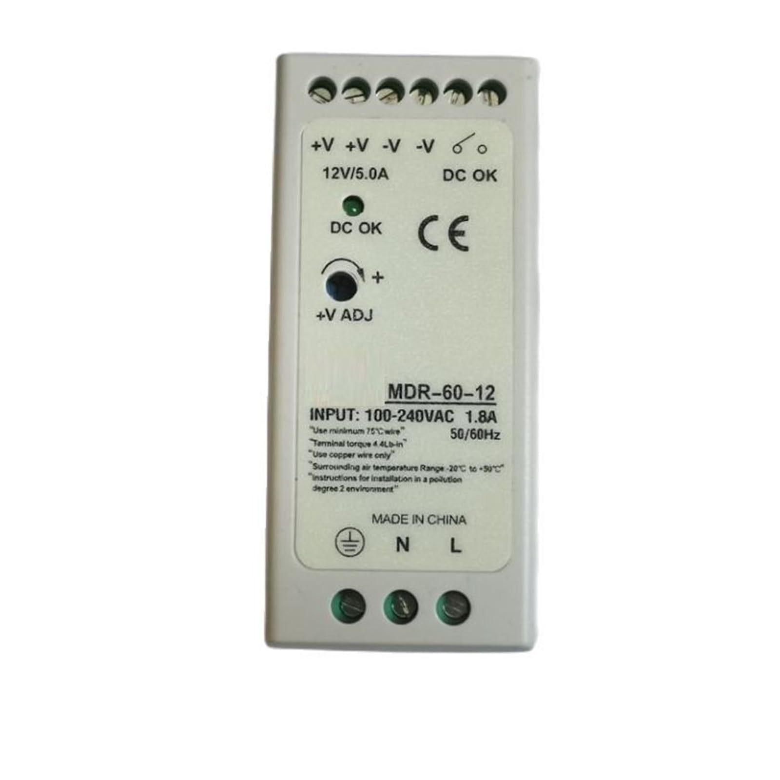 HYUJNAFZR MDR-60-5 MDR-60-12 MDR-60-24 MDR-60-48 5V 12V 24V 48V 1.25A 2.5A 5A 10A 60W Rail Power Supply(48V)