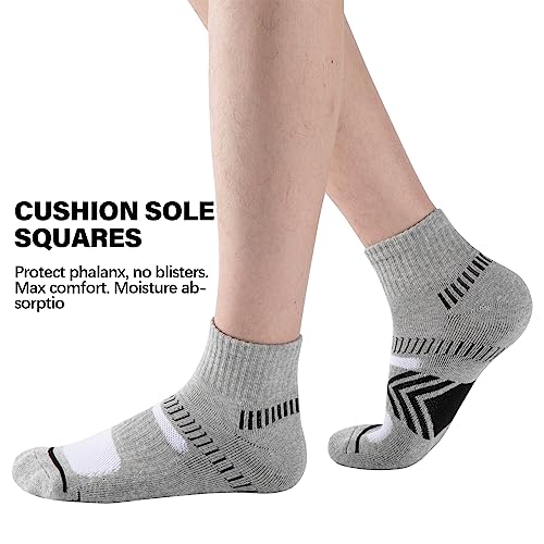 COOPLUS Mens Cushioned Ankle Socks, Cotton Athletic Performance Quarter Socks4