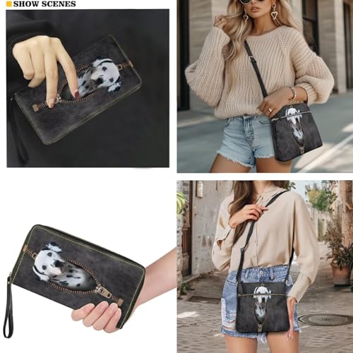 Lotusorchid Leather Shoulder Purses and Handbags for Women Portable Crossbody Purse Set with Zipper Closure for Dog Lovers3