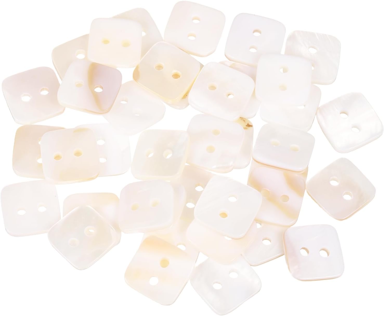 uxcell 40Pcs Natural Shell Button, 2 Hole 15mm Square Mother of Pearl Buttons for Shirt Coats Suits Jacket Jeans Skirts DIY Sewing Crafts, White