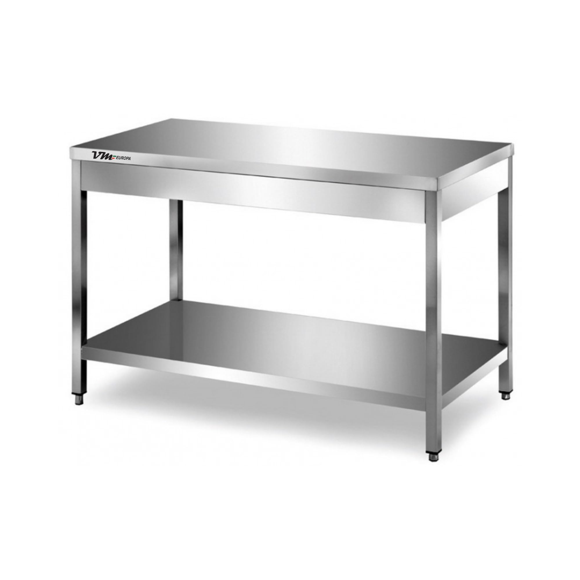 Gastro Arbeitstisch Edelstahl - 120 x 70 cm - AISI 430 Legierung - Mit Grundboden - Ohne Aufkantung - Zubereitungstisch Edelstahltisch Grilltisch Zerlegetisch