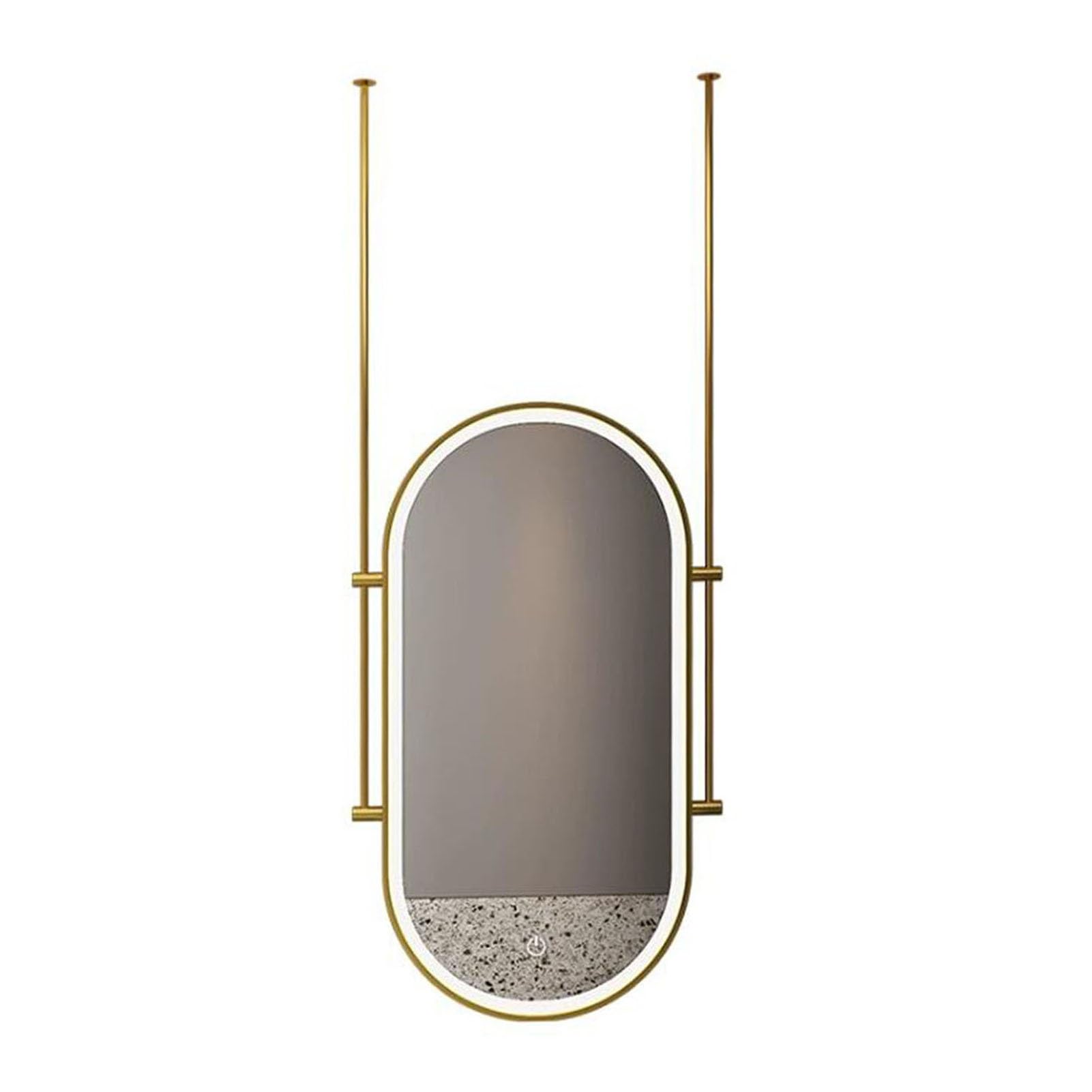 MESOVFCA Illuminated LED Wall-Mounted Oval Mirror with Adjustable Lighting in 3 Colors, Suitable for Home Or Hotel Use(Gold,60x100cm)