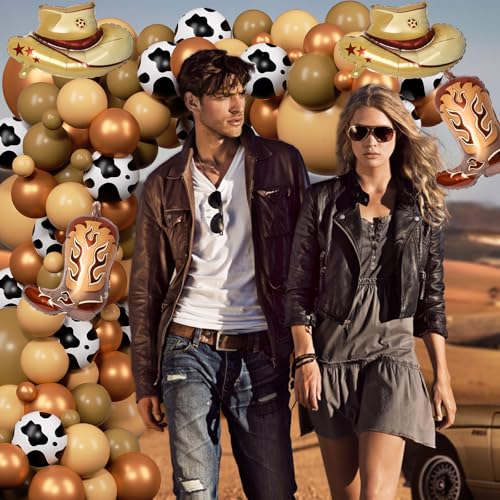 YQUQWN 135 PCS Western Cowboy Balloon Arch Kit Western Cowboy Party Decorations Cow Print Ballonns for Farm Theme Party Supplies Baby Shower Wild West Country First Rodeo Birthday Party Decorations - Image 6