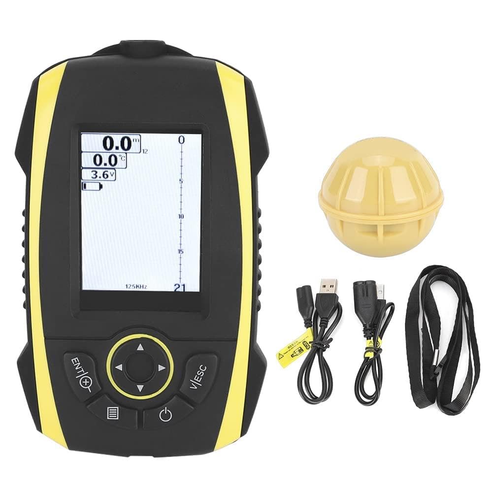 Kikumi FF288W Rilevatore Sonar Ecoscandaglio Wireless con Schermo a Colori 433 MHz Portata 100 M Profondità 40 M Allarme Pesce per Barca da Pesca in Kayak Sul Ghiaccio