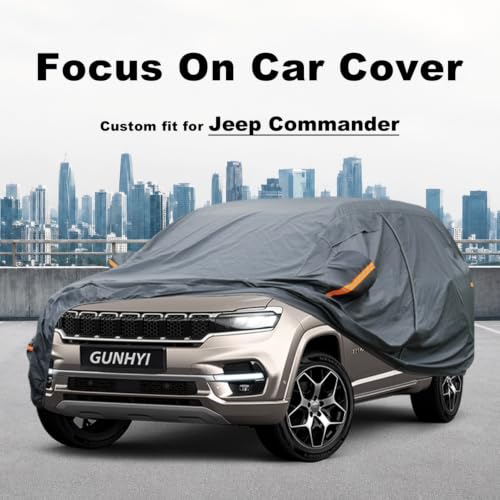 Image of GUNHYI Premium Car Cover Custom Fit Jeep Commander, 16 Layers Heavy Duty Car Cover Waterproof All Weather with Zipper Door for Sun Rain Snow Dust Uv Protection