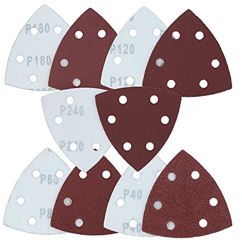 90mm Triangular Sanding Abrasive Discs Pads Hook Loop Backing Mixed Grit 250pk