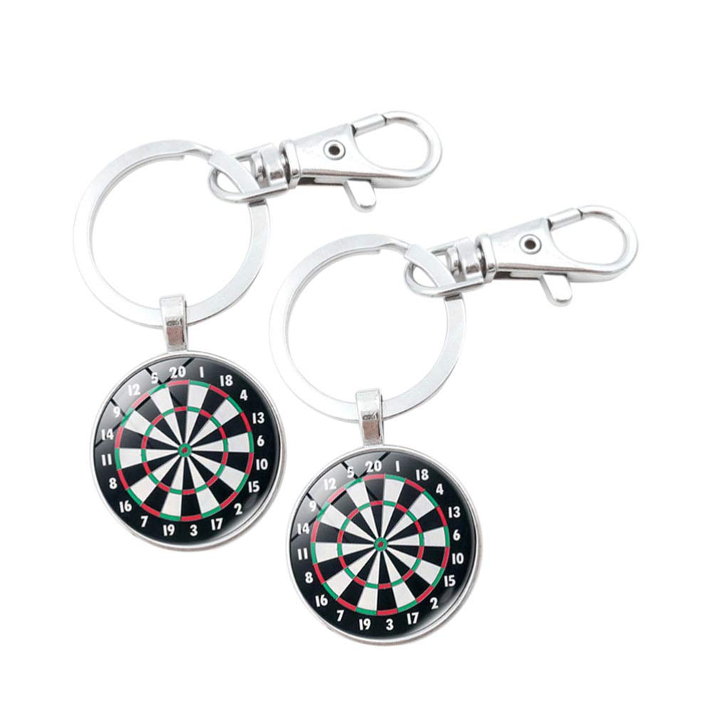 Pretyzoom 2pcs Darts Keychain Target Key Rings Sport Gift