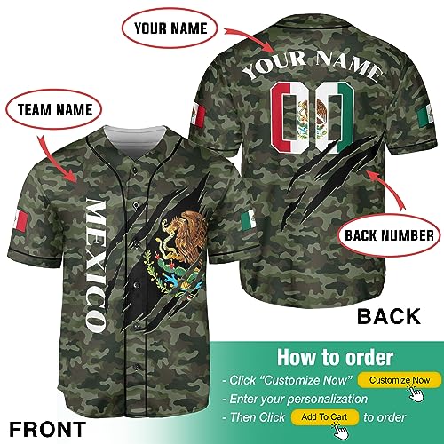 Custom Baseball Jersey, Mexico Jersey, Mexico Baseball Jersey, Baseball Jersey Men, Custom Jersey De Mexico miniatura 3