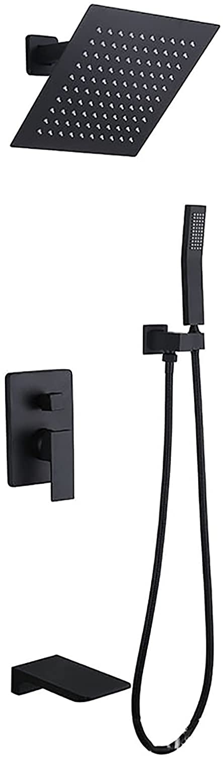 DFGHNBVC Shower Set Shower System With Tub Spout And Handheld Shower Faucet Set With 8" Rainfall Shower Head Shower Set Brass Black Shower Set, Wall Mount Rain Mixer Shower Combo Set
