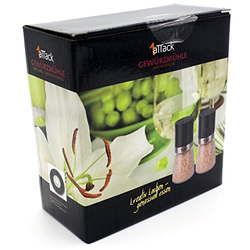 Set di macinapepe (2 pezzi) in vero vetro, anello