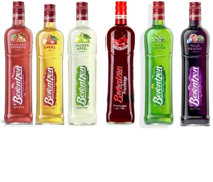 6er Set Berentzen Saurer Apfel 16% / Waldmeister 15% / Apfel 15% / Waldfrucht 16% / Wildkirsch 16% / Erdbeer Rhabarber 15% a 0,7l + Space Keks gratis a 45 g von Onlineshop Bormann