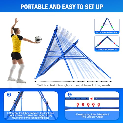 Image of Volleyball Baseball Rebounder Net, Softball Rebounder Pitchback Net Quick Adjustments, Quick Adjustments Lacrosse Bounce Back Practice Equipment, Ideal for Outdoor Indoor and Backyard Training