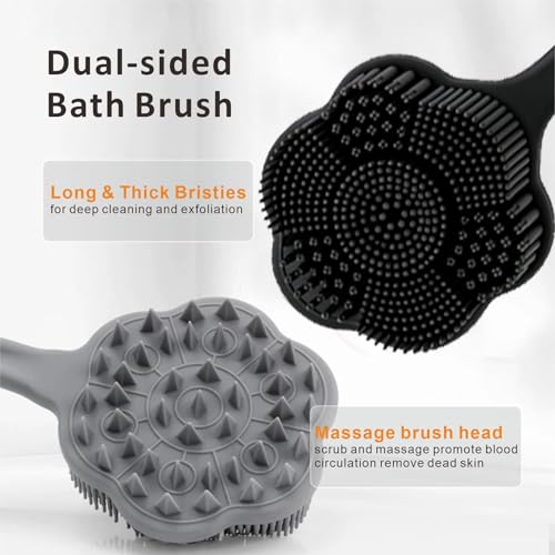 Brosse à récurer pour le dos en silicone durable avec manche long - 5