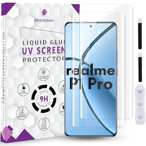 Image of Premium HD+ UV Tempered Glass Screen Protector For Realme P1 Pro 5G (6.7 Inch, Pack of 2) Curved Screen Guard, HD Clarity with installation kit & Guide