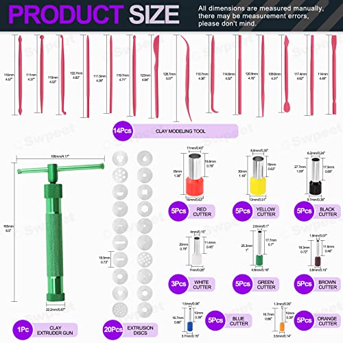 Swpeet 122Pcs Green Clay Extruder Gun and Fondant Cake Mold with Cookie Plunger Cutter Tool Polymer Clay Cutters Kit - Image 3