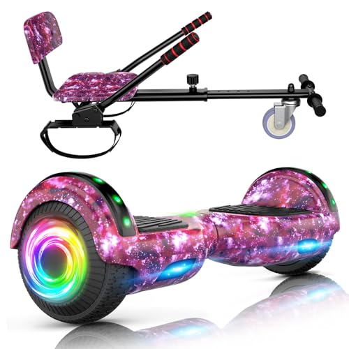 SISIGAD Hoverboards avec Hoverkart,Overboard avec Hoverkart pour Enfant, Hoverboards avec Musique bluetooth et Lumières LED