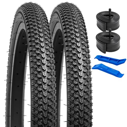 2本セット,20 1.95 タイヤ,米式バルブ32mm,20x1.95 53-406 自転車タイヤ +チューブ 肉厚+タイヤレバー,適用20インチ 1.95 マウンテンバイク、電動アシスト自転車,Y-12