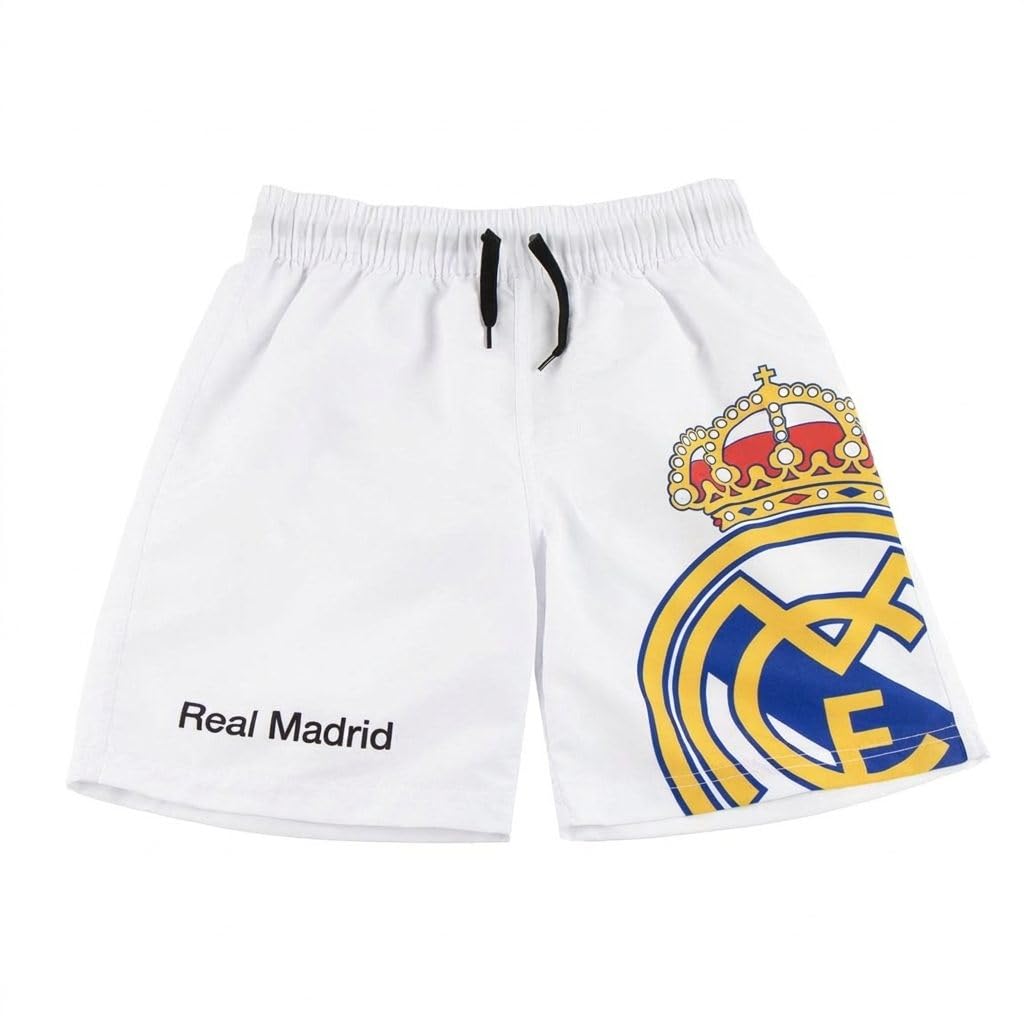 Maillot de Bain garçon Real Madrid - Maillot garçon Real Madrid Plage et Piscine - Séchage Rapide, Résistant au Chlore