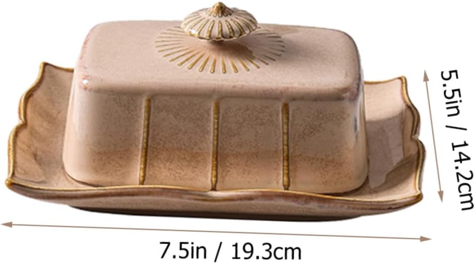 Ceramic Butter Dish with Lid Food-grade Dessert Box Tableware Dish for Butter Cheese Storage and Snack Serving Non-fading Kitchen Plate for Household Use