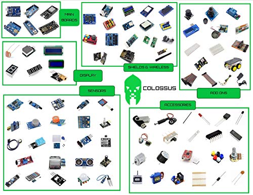 GAR Colossus Starter Kit for Arduino Uno Mega Nano - Complete Advanced Set, 5 Main Boards - 30 Sensors, 10 Shields with ESP32 WiFi + Bluetooth Modules for Wireless Robotics Smart Car - Image 4