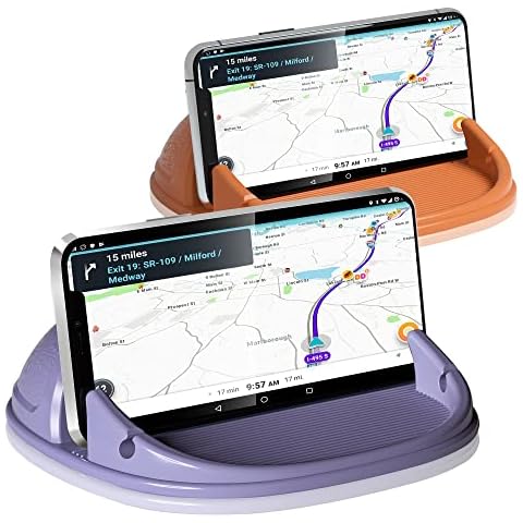 Loncaster Car Phone Holder, Purple & Orange Silicone Car Phone Mount for Various Dashboards, Slip Free Phone Stand Compatible with iPhone, Samsung, Android Smartphones, GPS Devices and More Cover