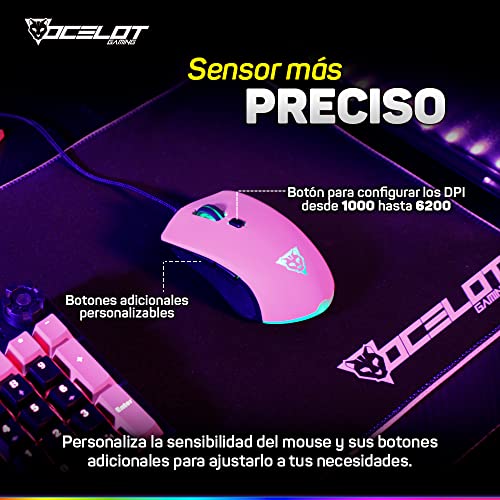 Mouse De Computadora, Personal Computer mouse rosa Marca OCELOT GAMING (2)