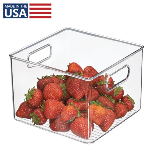 iDesign Fridge Organiser, Stackable Storage Container with Handles, Large & Deep BPA-free Clear Drawer Organizer for Kitchen, Fridge and Refrigerator, Practical Organization, 20.3x20.3x15.2cm - Image 2