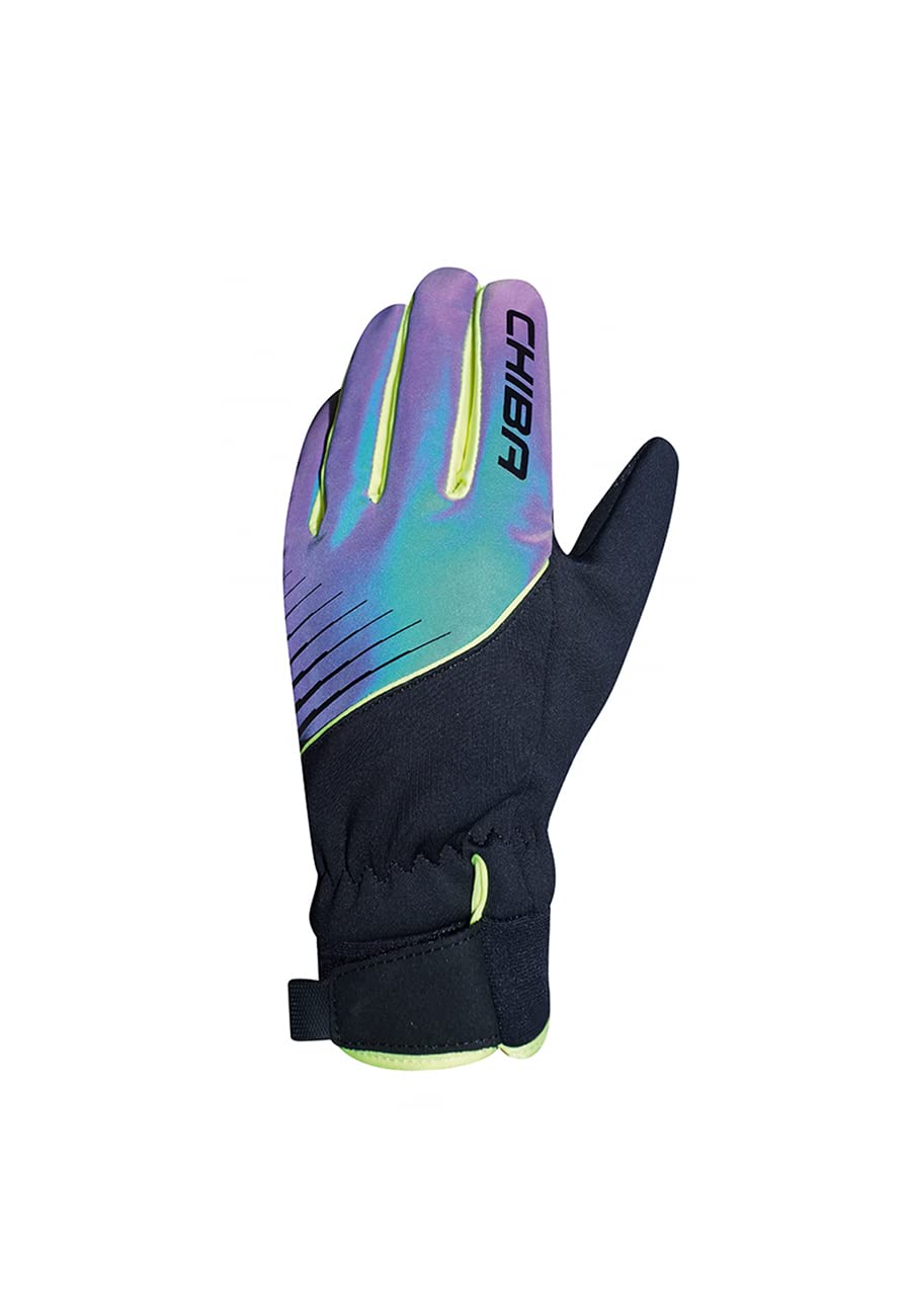 Chiba Kids Waterproof Gloves, Rainbow Reflex/Black, L
