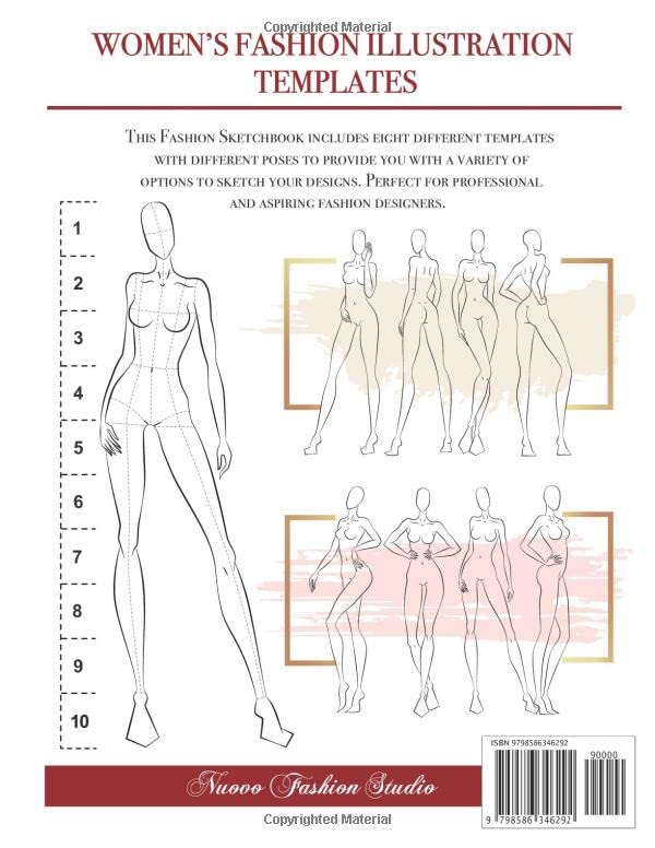 Fashion Sketchbook Figure Template: Fashion Designer Sketchbook with 10-Head Female Croquis - Women's fashion Illustration Templates for Sketching ... for Fashion Designers or Aspiring Designers image 3