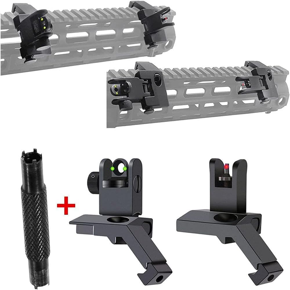 Folding 45 Degree Quick Conversion BUIS Backup Iron Sight for AR15 Front and Rear Wheels for Rifle Scope Tactical
