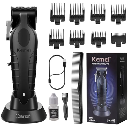 KEMEI 2296 Tondeuse à Cheveux Professionnelle Homme, Sans Fil/Cordon, Tondeuse Cheveux et Barbe,...