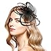 Fascinators for Women, Acecharming Women's Feather Sinamay Fascinators with Headbands Tea Party Pillbox Hat Easter Flower Derby Hats for Women(Black)