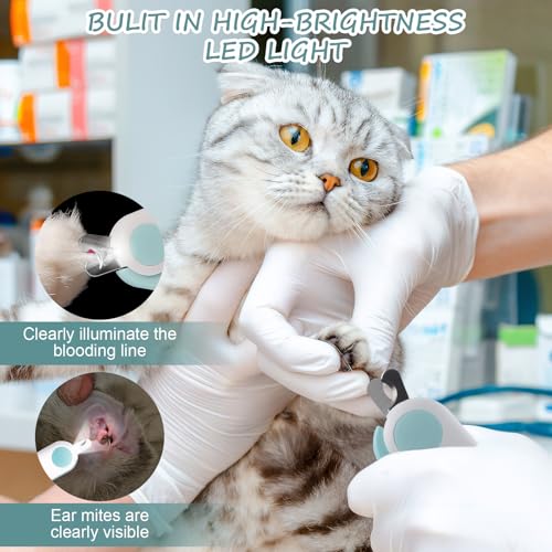 Ninonly Profi Krallenschere für Hunde und Katzen Nagelknipser mit Led-Lich für Hunde Katzen Extra Sicher Nagelschneider Nagelschere für Mittlere Kleine Haustiere